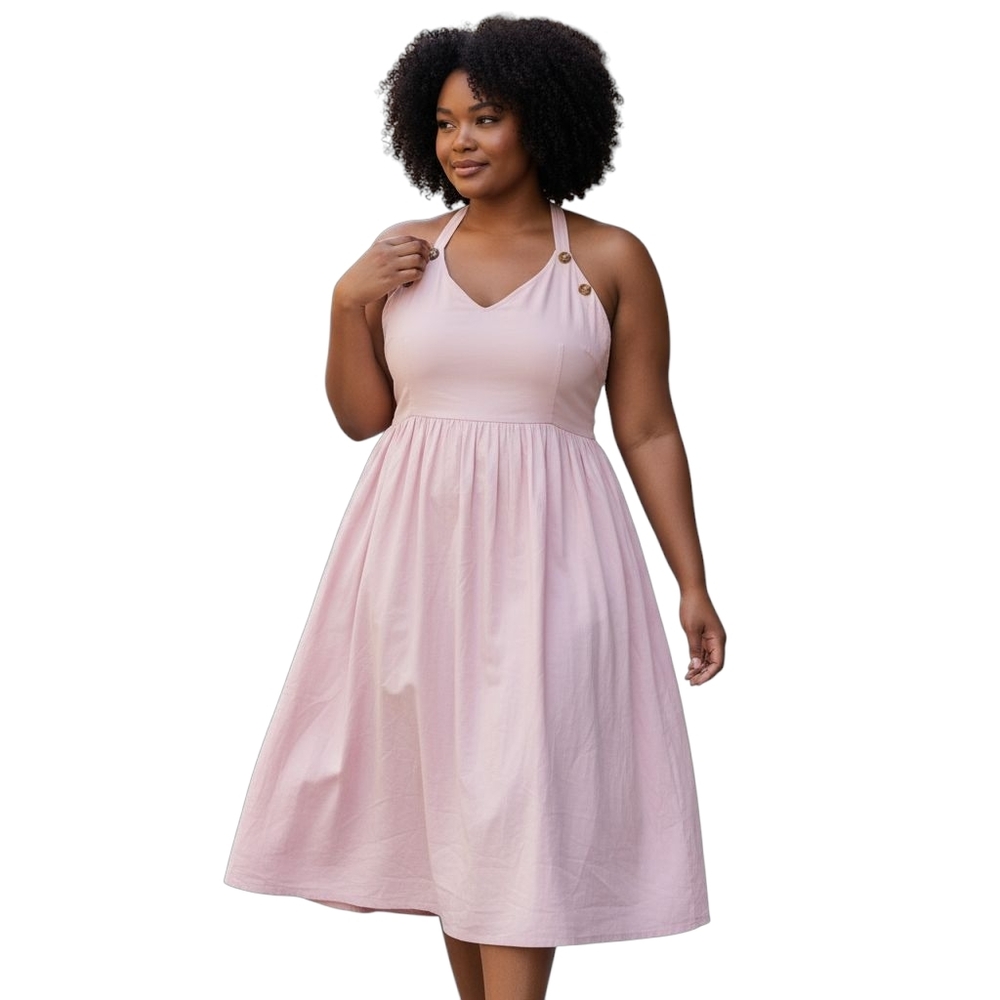 A.N.A. Halter Midi Dress  Pink Size XXL Sleeveless NWT